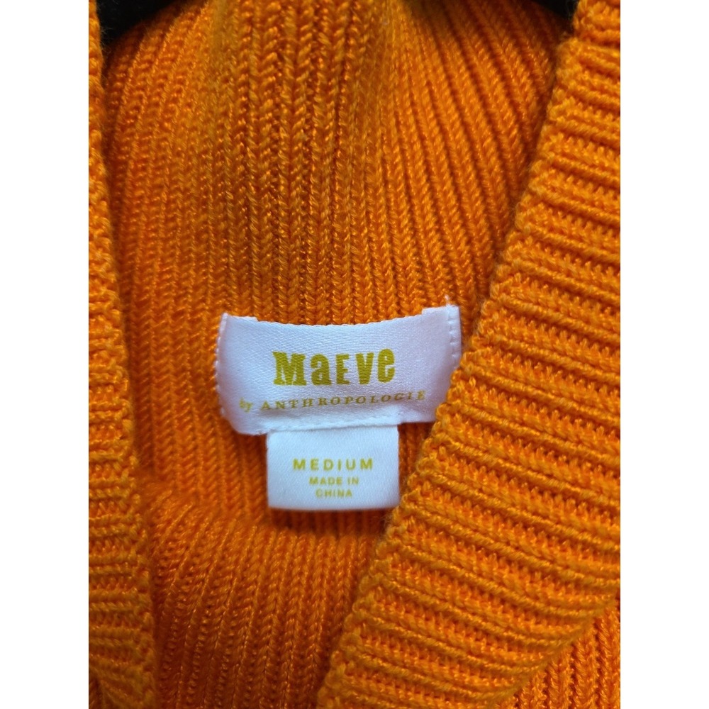 Anthropologie Maeve Sweater Vest Womens Medium Orange Sleeveless‎ Ribbed Knit - Picture 2 of 5